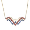 Thumbnail Image 1 of Wonder Woman™ Collection Garnet and Blue Sapphire Symbol Necklace in Sterling Silver and 10K Gold