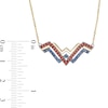 Thumbnail Image 3 of Wonder Woman™ Collection Garnet and Blue Sapphire Symbol Necklace in Sterling Silver and 10K Gold