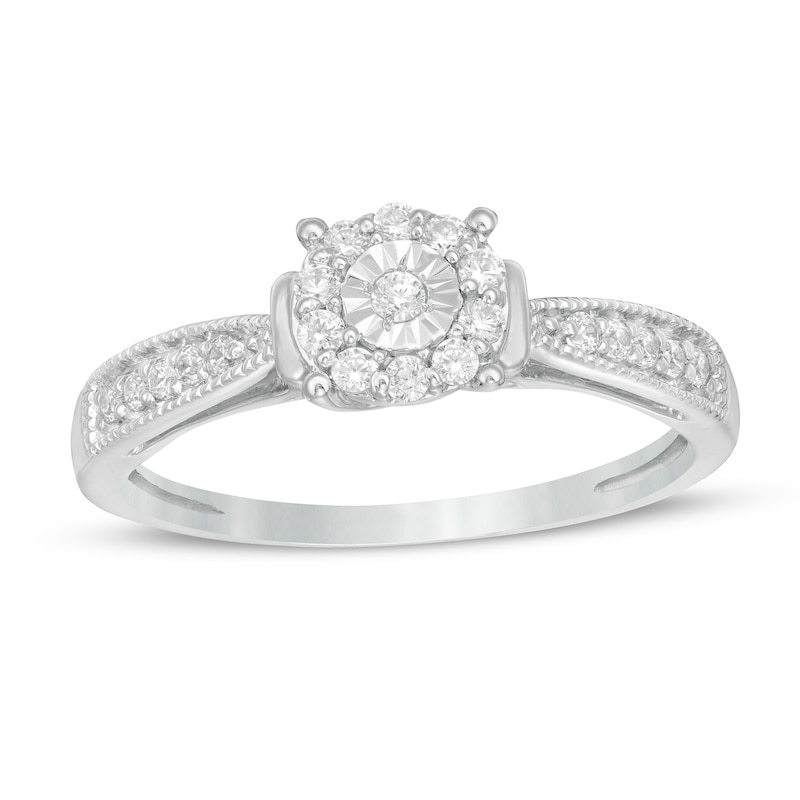 Main Image 1 of 1/5 CT. T.W. Diamond Frame Promise Ring in Sterling Silver