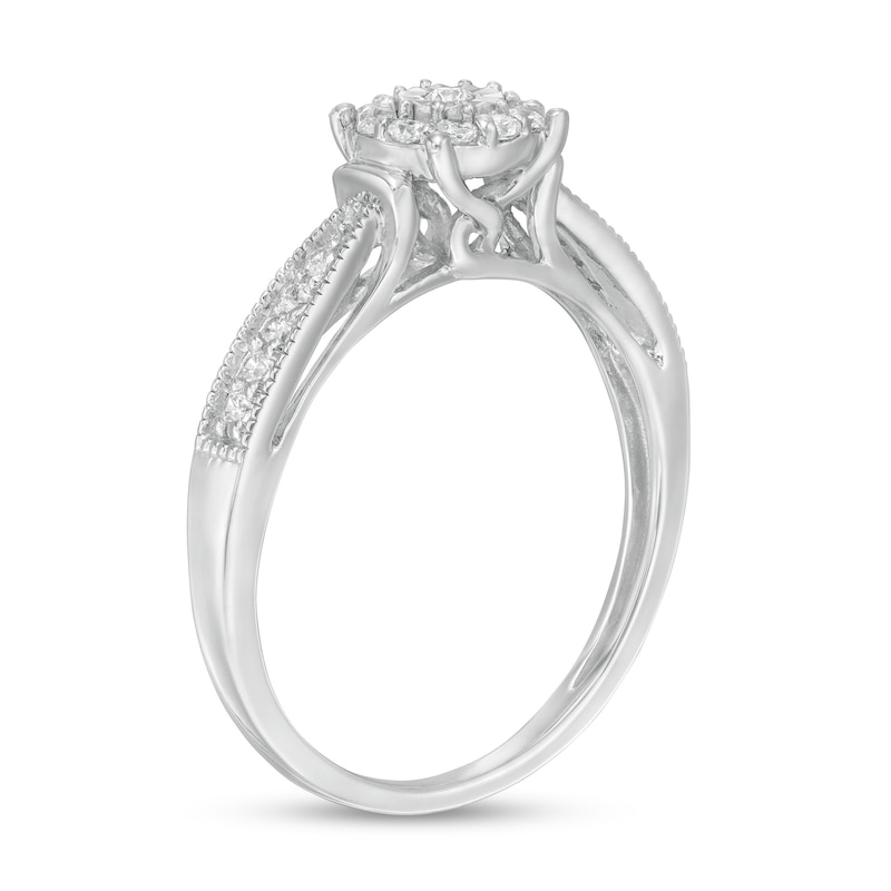 Main Image 2 of 1/5 CT. T.W. Diamond Frame Promise Ring in Sterling Silver
