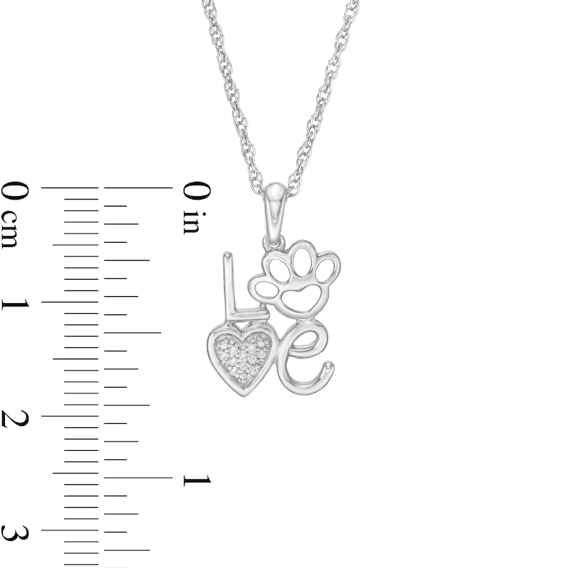 Main Image 2 of Diamond Accent "LOVE" Paw and Heart Pendant in Sterling Silver