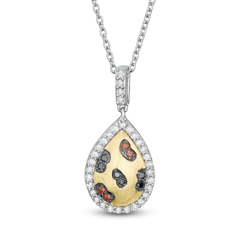 Wonder Woman™ Collection 1/3 CT. T.W. Multi-Color and White Diamond Cheetah Pendant in Sterling Silver and 10K Gold