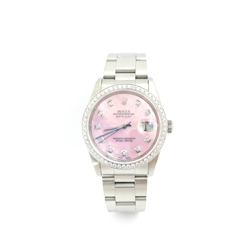 Previously Owned - Men's Rolex Datejust 1 CT. T.W. Diamond Watch with Pink Mother-of-Pearl Dial