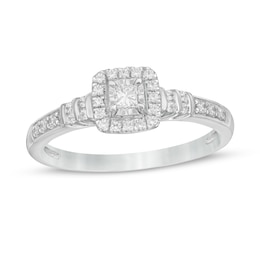 1/4 CT. T.W. Princess-Cut Diamond Frame Collar Promise Ring in 10K White Gold