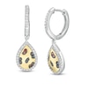 Thumbnail Image 0 of Wonder Woman™ Collection 1/3 CT. T.W. Multi-Color and White Diamond Cheetah Earrings in Sterling Silver and 10K Gold