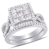 Thumbnail Image 0 of 1-1/2 CT. T.W. Princess-Cut Composite Diamond Frame Twist Shank Bridal Set in 10K White Gold