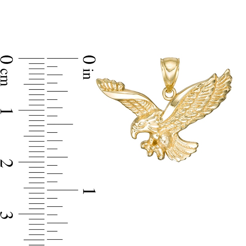 Main Image 2 of Diamond-Cut Flying Eagle Necklace Charm in 10K Gold