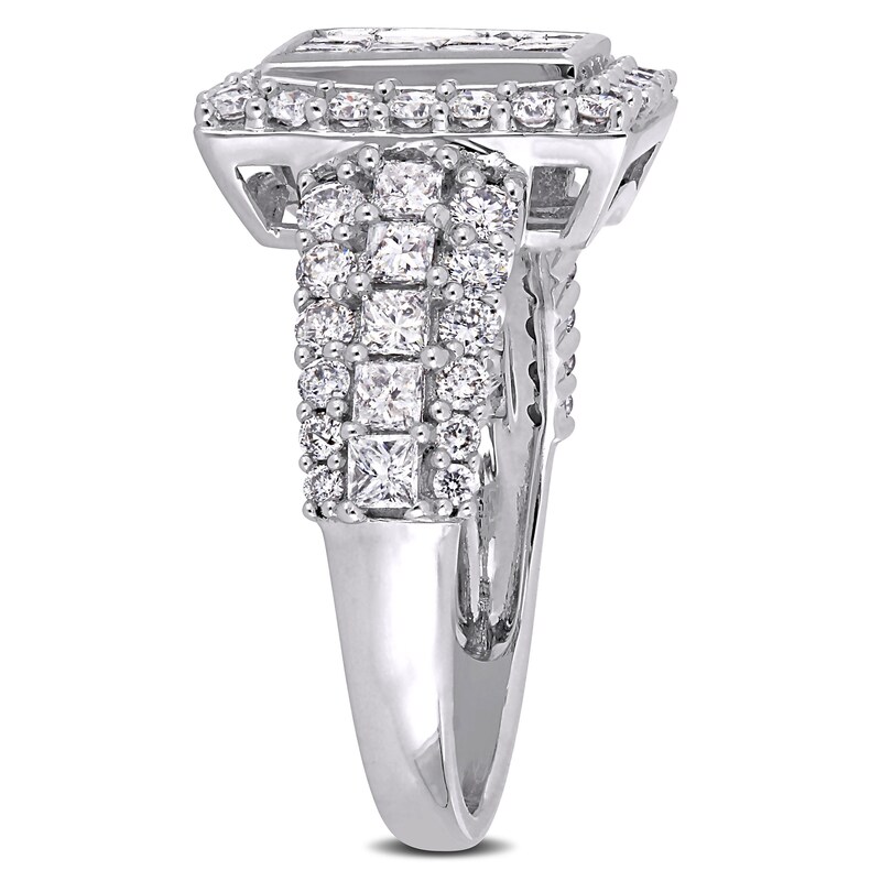 2 CT. T.W. Princess-Cut Composite Diamond Frame Triple Row Engagement Ring in 14K White Gold