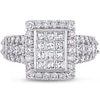 Thumbnail Image 2 of 2 CT. T.W. Princess-Cut Composite Diamond Frame Triple Row Engagement Ring in 14K White Gold