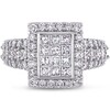 Thumbnail Image 2 of 2 CT. T.W. Princess-Cut Composite Diamond Frame Triple Row Engagement Ring in 14K White Gold
