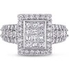 Thumbnail Image 2 of 2 CT. T.W. Princess-Cut Composite Diamond Frame Triple Row Engagement Ring in 14K White Gold