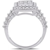 Thumbnail Image 4 of 2 CT. T.W. Princess-Cut Composite Diamond Frame Triple Row Engagement Ring in 14K White Gold
