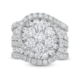 6 CT. T.W. Multi-Diamond Swirl Multi-Row Engagement Ring in 14K White Gold