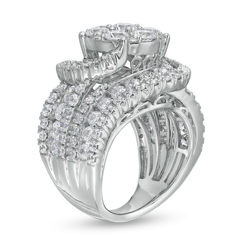 6 CT. T.W. Multi-Diamond Swirl Multi-Row Engagement Ring in 14K White Gold