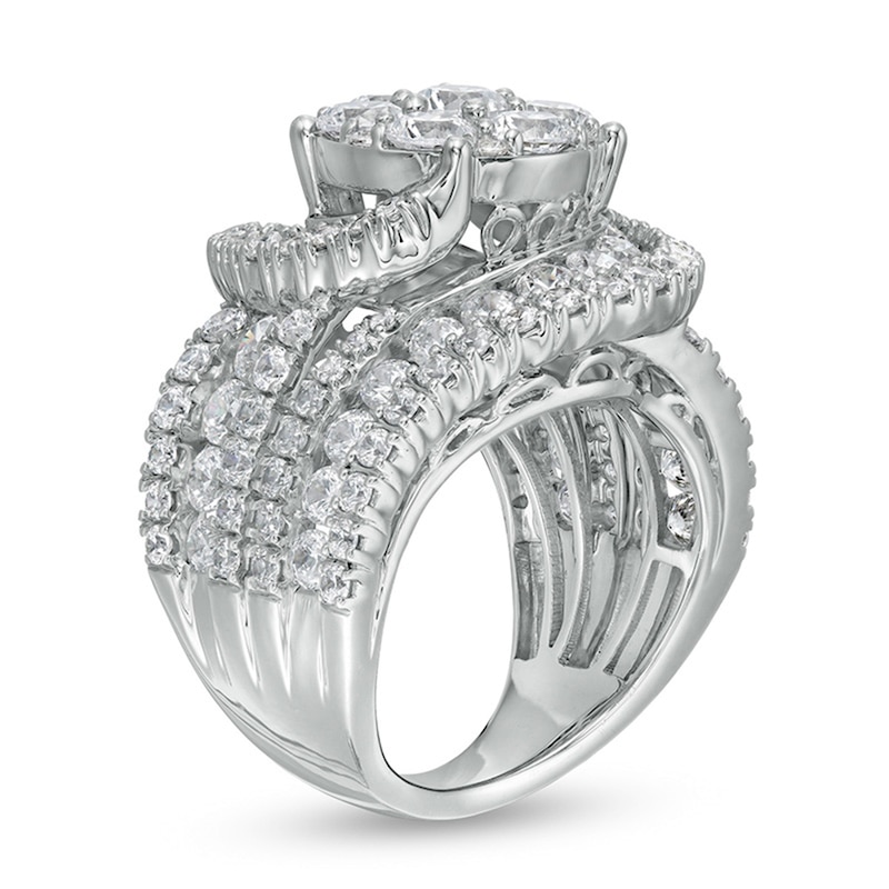 Main Image 3 of 6 CT. T.W. Multi-Diamond Swirl Multi-Row Engagement Ring in 14K White Gold