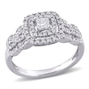 Thumbnail Image 0 of 1/2 CT. T.W. Princess-Cut Double Frame Scallop Twist Shank Engagement Ring in 10K White Gold