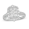 Thumbnail Image 0 of Marilyn Monroe™ Collection 1 CT. T.W. Composite Rectangle Diamond Ornate Frame Engagement Ring in 14K White Gold