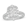 Thumbnail Image 1 of Marilyn Monroe™ Collection 1 CT. T.W. Composite Rectangle Diamond Ornate Frame Engagement Ring in 14K White Gold