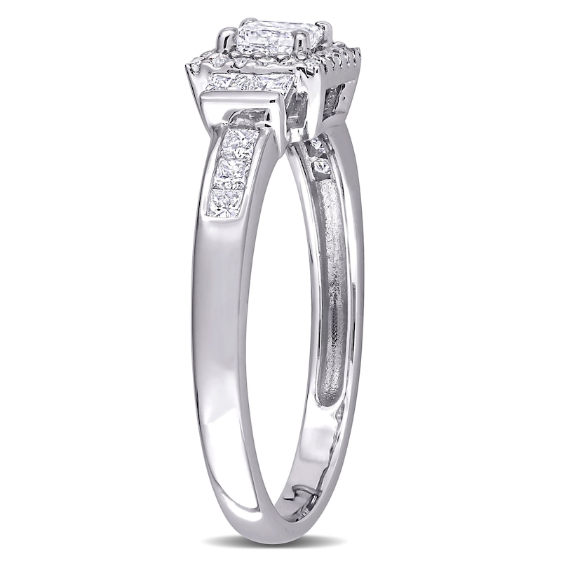 3/4 CT. T.W. Princess-Cut Diamond Frame Collar Engagement Ring in 10K White Gold