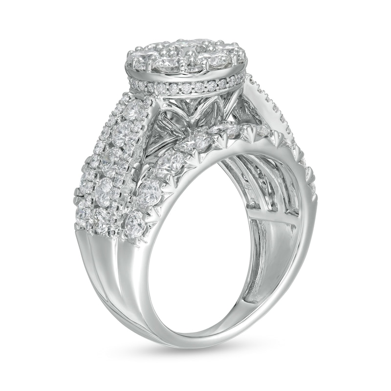 4 CT. T.W. Composite Diamond Multi-Row Engagement Ring in 14K White Gold
