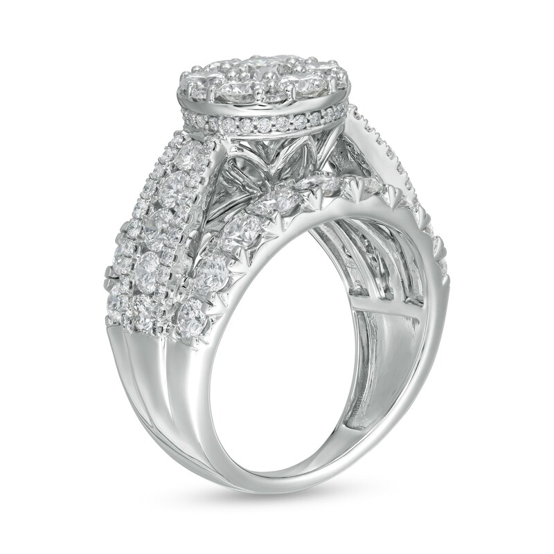 Main Image 3 of 4 CT. T.W. Composite Diamond Multi-Row Engagement Ring in 14K White Gold