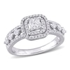Thumbnail Image 0 of 7/8 CT. T.W. Princess-Cut Diamond Double Frame Triple Row Open Shank Engagement Ring in 10K White Gold