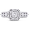 Thumbnail Image 2 of 7/8 CT. T.W. Princess-Cut Diamond Double Frame Triple Row Open Shank Engagement Ring in 10K White Gold
