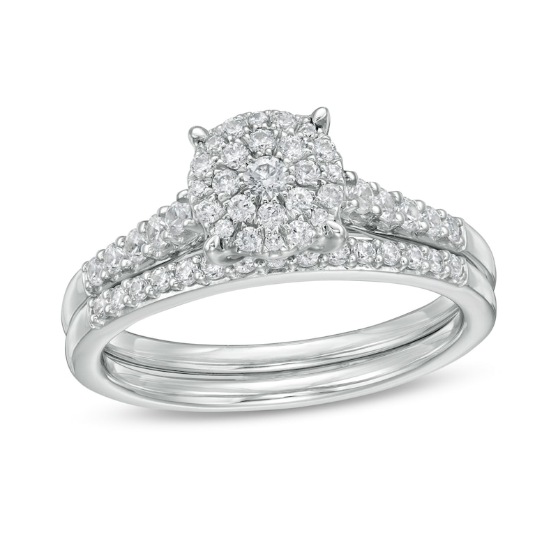 Main Image 1 of 1/2 CT. T.W. Composite Diamond Bridal Set in 10K White Gold