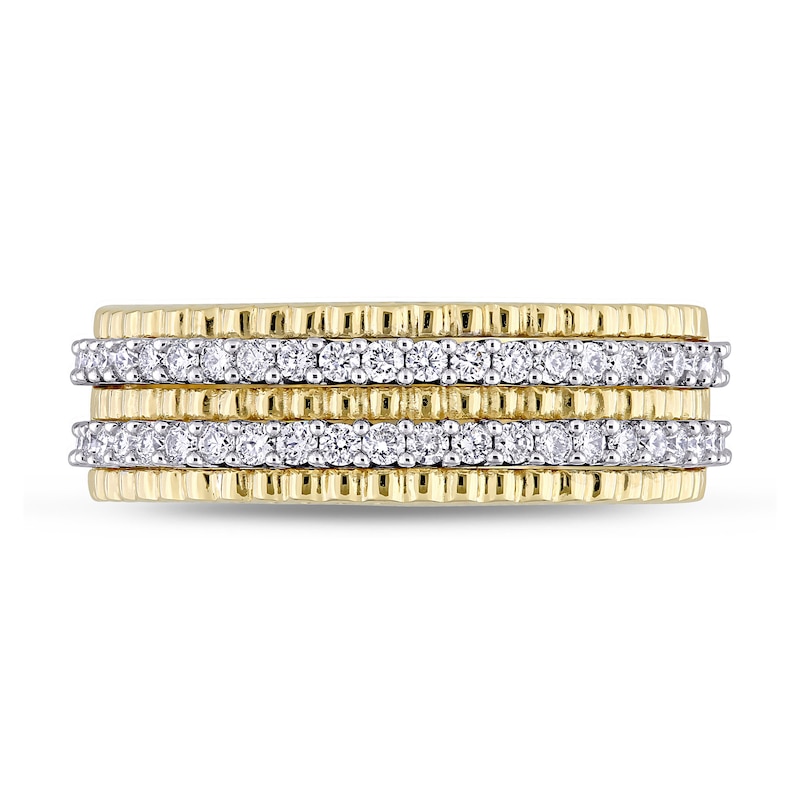 1/2 CT. T.W. Diamond Double Row Ribbed Anniversary Ring in 14K Gold