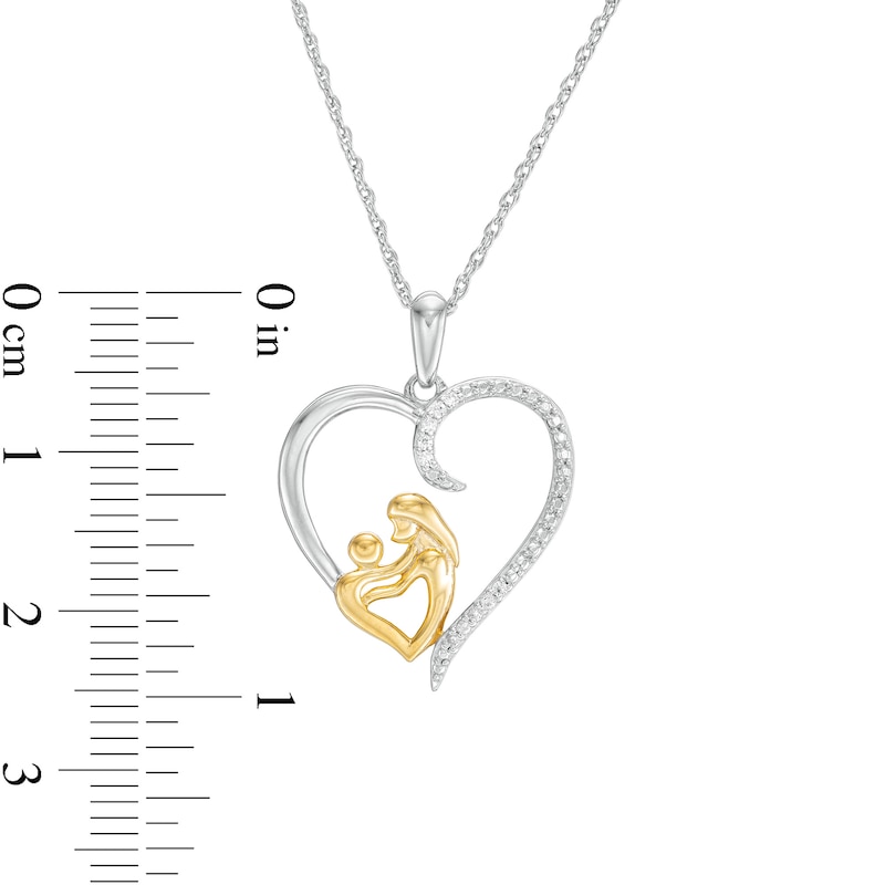 1/20 CT. T.W. Diamond Motherly Love Heart Pendant in Sterling Silver and 14K Gold Plate