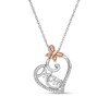 Thumbnail Image 1 of 1/20 CT. T.W. Diamond "Mom" and Butterfly Heart Pendant in Sterling Silver and 10K Rose Gold