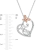 Thumbnail Image 3 of 1/20 CT. T.W. Diamond "Mom" and Butterfly Heart Pendant in Sterling Silver and 10K Rose Gold