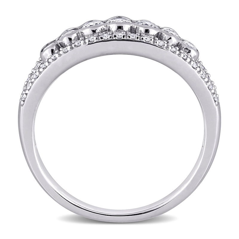1/2 CT. T.W. Diamond Seven Stone Split Shank Anniversary Ring in 10K White Gold