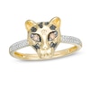 Thumbnail Image 0 of Wonder Woman™ Collection 1/10 CT. T.W. Champagne and White Diamond Cheetah Ring in 10K Gold and Black Rhodium