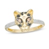 Thumbnail Image 1 of Wonder Woman™ Collection 1/10 CT. T.W. Champagne and White Diamond Cheetah Ring in 10K Gold and Black Rhodium