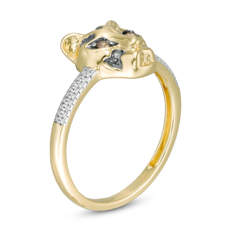 Main Image 3 of Wonder Woman™ Collection 1/10 CT. T.W. Champagne and White Diamond Cheetah Ring in 10K Gold and Black Rhodium