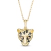 Thumbnail Image 1 of Wonder Woman™ Collection 1/20 CT. T.W. Champagne Diamond Cheetah Pendant in 10K Gold and Black Rhodium