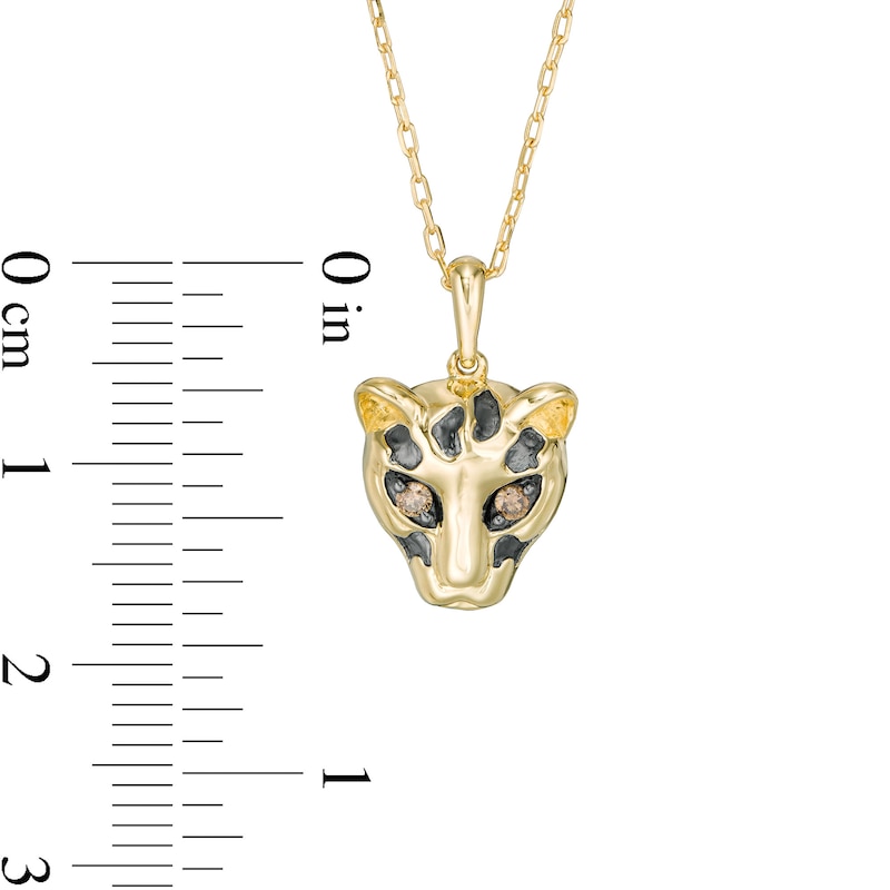 Wonder Woman™ Collection 1/20 CT. T.W. Champagne Diamond Cheetah Pendant in 10K Gold and Black Rhodium