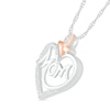 Thumbnail Image 2 of 1/8 CT. T.W. Diamond Heart with "Mom" Pendant in Sterling Silver and 10K Rose Gold