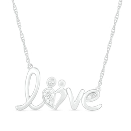 Diamond Accent Cursive Motherly "love" Necklace in Sterling Silver
