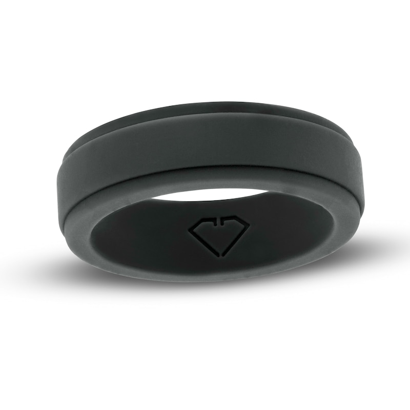 Main Image 1 of Men's 7.0mm Stepped Edge Comfort-Fit Wedding Band in Grey Silicone