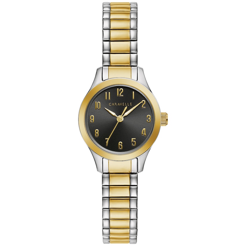 Main Image 1 of Ladies' Caravelle by Bulova Two-Tone Expansion Watch with Black Dial (Model: 45L185)