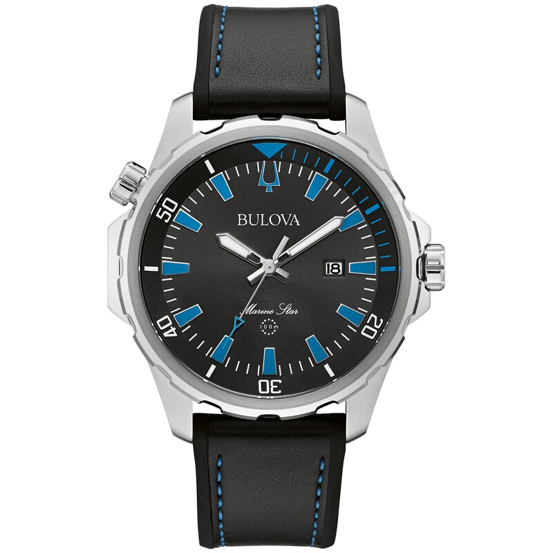 Men's Bulova Marine Star Watch with Black Dial (Model: 96B337)