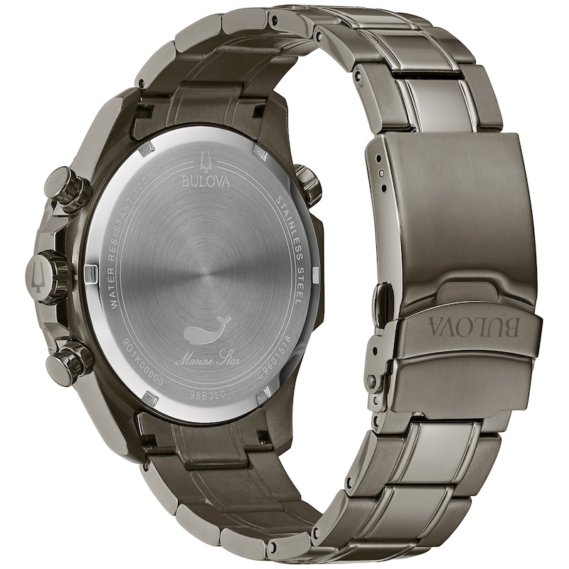 Main Image 3 of Men's Bulova Marine Star Grey IP Chronograph Watch with Red Dial (Model: 98B350)