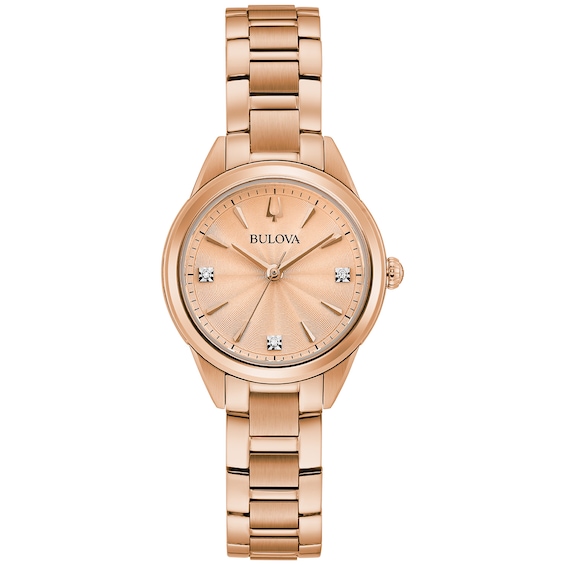 Ladies' Bulova Sutton Diamond Accent Rose-Tone Watch with Rose-Tone Dial (Model: 97P151)
