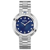 Thumbnail Image 0 of Ladies’ Bulova Rubaiyat 1/8 CT. T.W. Diamond Watch with Blue Dial (Model: 96R225)