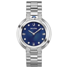 Ladies’ Bulova Rubaiyat Diamond Accent Watch with Blue Dial (Model: 96R225)
