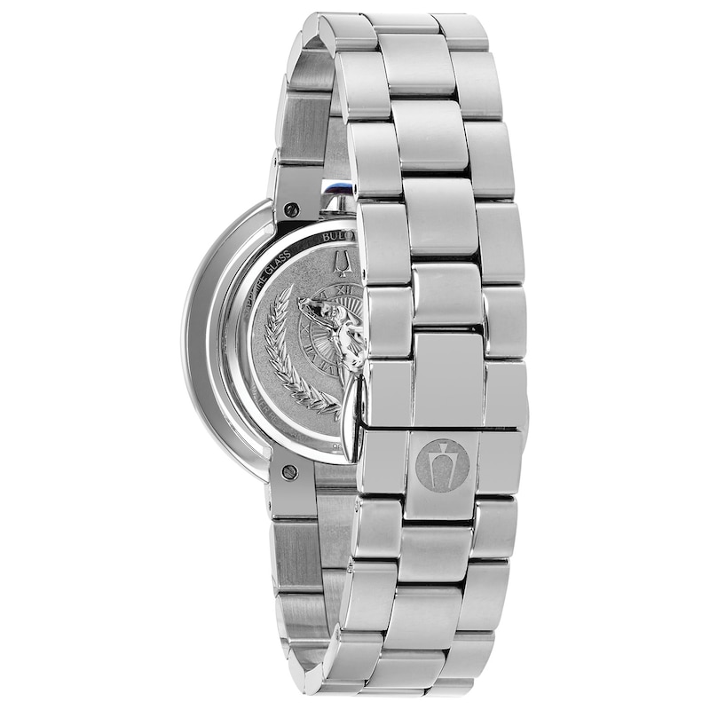 Ladies’ Bulova Rubaiyat 1/8 CT. T.W. Diamond Watch with Blue Dial (Model: 96R225)