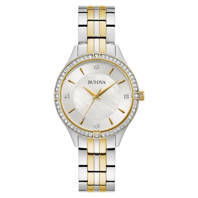 Main Image 1 of Ladies' Bulova Crystal Accent Two-Tone Watch with Mother-of-Pearl Dial (Model: 98L273)