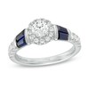 Thumbnail Image 1 of Vera Wang Love Collection 3/4 CT. T.W. Diamond Frame and Blue Sapphire Engagement Ring in 14K White Gold